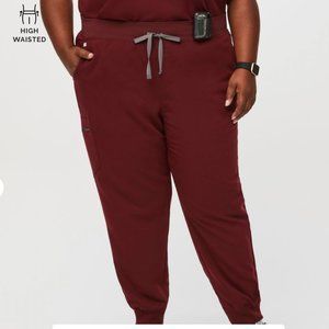 Figs High Waisted Zamora Jogger Scrub Pants Burgundy 5XL